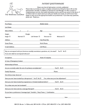 Patient Questionnaire and Informed Consent Form