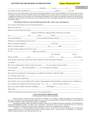 Petition for Freemasonry Degrees