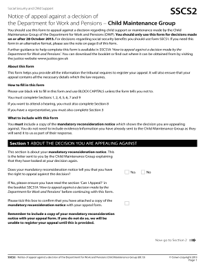 UK Child Support Appeal Form SSCS2