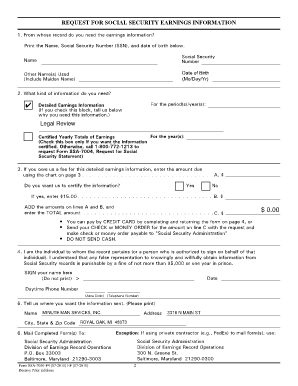 Request for Social Security Earnings Information