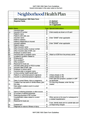 CMS 1500 Claim Form Guidelines