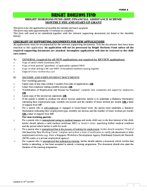 Bright Horizons Fund Financial Assistance Application