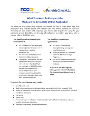 Medicare Rx Extra Help Application