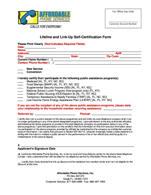 Lifeline and Link-Up Self-Certification Form