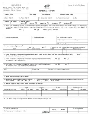 World Tourism Organization Employment Application