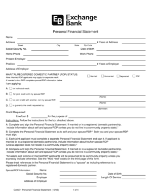 Personal Financial Statement Form