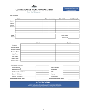 Confidential Personal Financial Profile