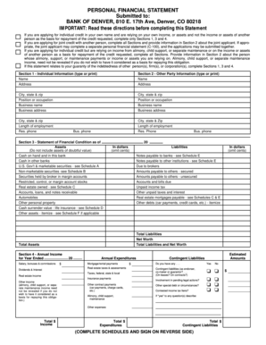 Personal Financial Statement Form
