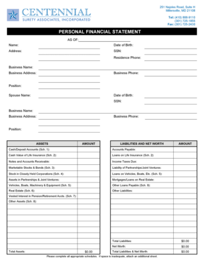 Personal Financial Statement