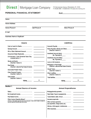 Personal Financial Statement Form
