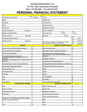 Personal Financial Statement