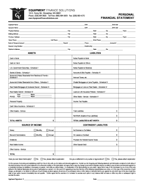 Personal Financial Statement Form