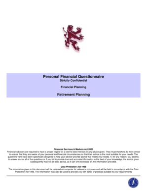 Personal Financial Questionnaire