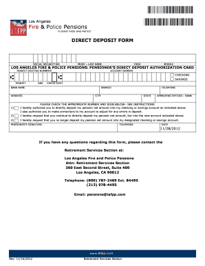 Los Angeles Fire & Police Pensions Direct Deposit Form