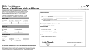 OSHA Form 300A Summary of Work-Related Injuries and Illnesses