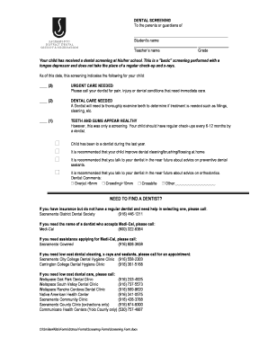 Dental Screening Form