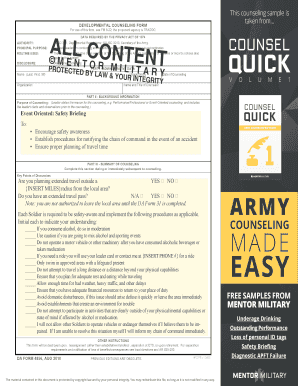 Army Safety Briefing Counseling Form
