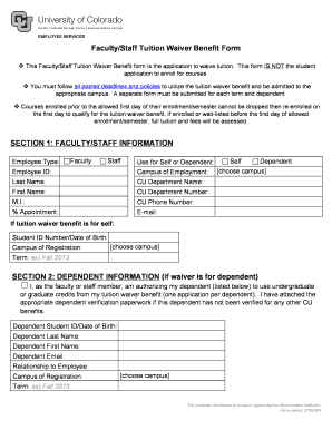 Faculty/Staff Tuition Waiver Benefit Form