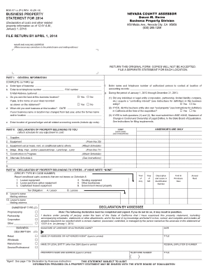 Nevada County Business Property Statement