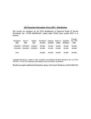 2010 Form 1099 Distribution Report