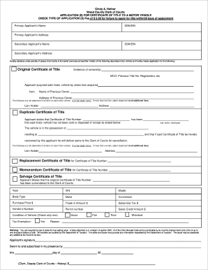 Ohio Motor Vehicle Title Application