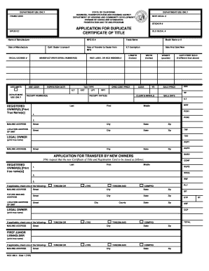 California Duplicate Certificate of Title Application