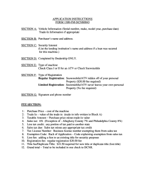 Pennsylvania ATV/Snowmobile Registration Form