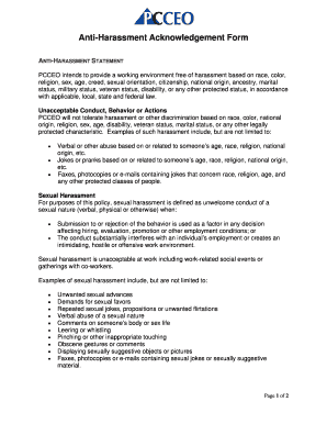 Anti-Harassment Acknowledgement Form