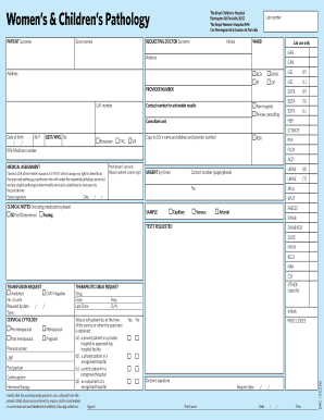 Royal Children's Hospital Pathology Request Form
