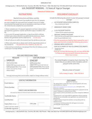 UK Passport Renewal Order Form