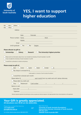 University of South Australia Donation Form