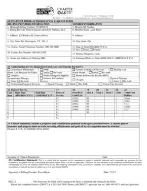 Outpatient Prior Authorization Request Form