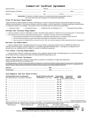 Oregon Commercial Cardlock Agreement