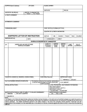 Shipper's Letter of Instruction