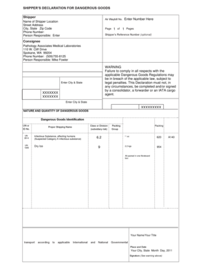 Shipper’s Declaration for Dangerous Goods
