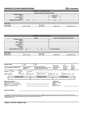 Shipper's Letter of Instructions
