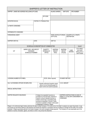 Shipper’s Letter of Instruction