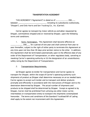 Transportation Agreement