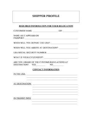 Shipper Profile Form