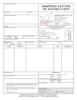 Shipper's Letter of Instruction