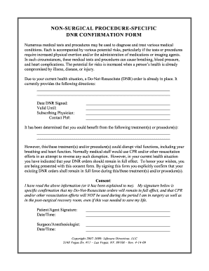 Non-Surgical Procedure DNR Confirmation Form