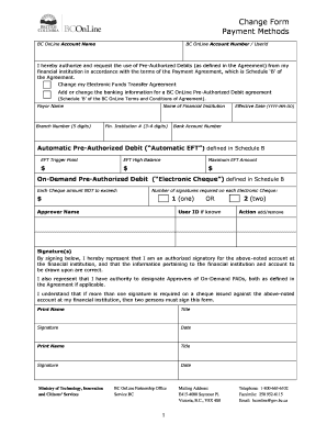 BC OnLine Pre-Authorized Debit Agreement