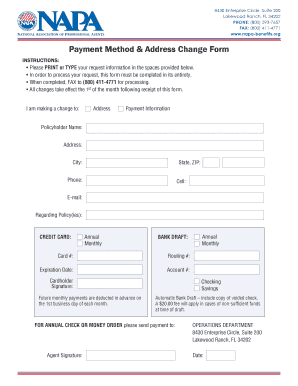Payment Method & Address Change Form