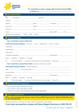Cancer Council NSW Donation Form