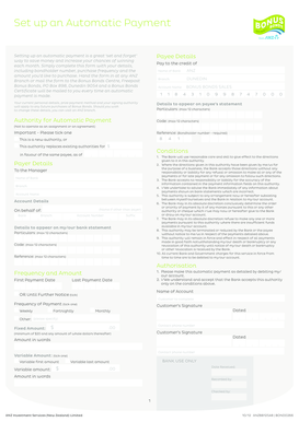 ANZ Bonus Bonds Automatic Payment Form