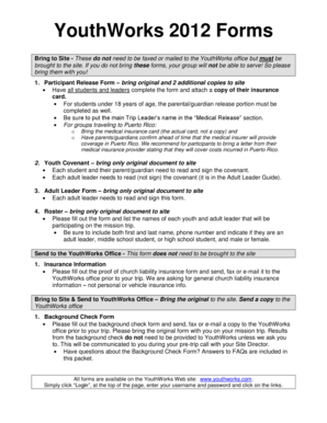 YouthWorks 2012 Participant Release Form