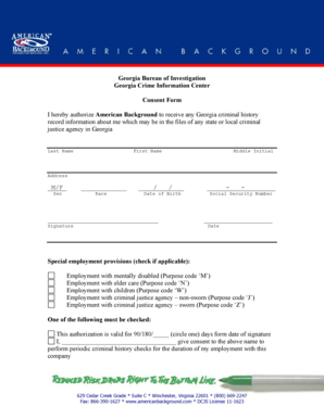 Georgia Criminal History Consent Form