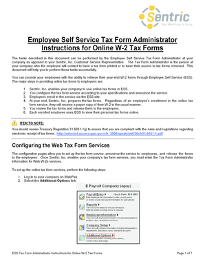 Employee Self Service W-2 Tax Form Administrator Instructions