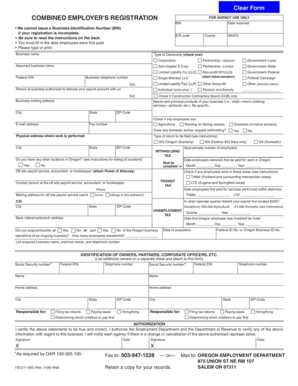 Oregon Employer Registration Form