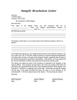 Resolution of EEO Dispute Letter